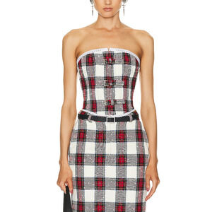 Alessandra Rich Plaid White Corset Top Size 38 EU / US 2
